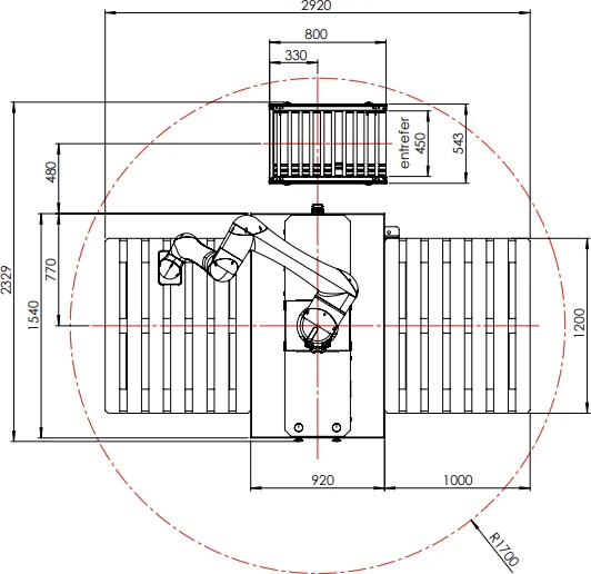 Plan d’implantation de base de l’IZIPal FANUC CRX30