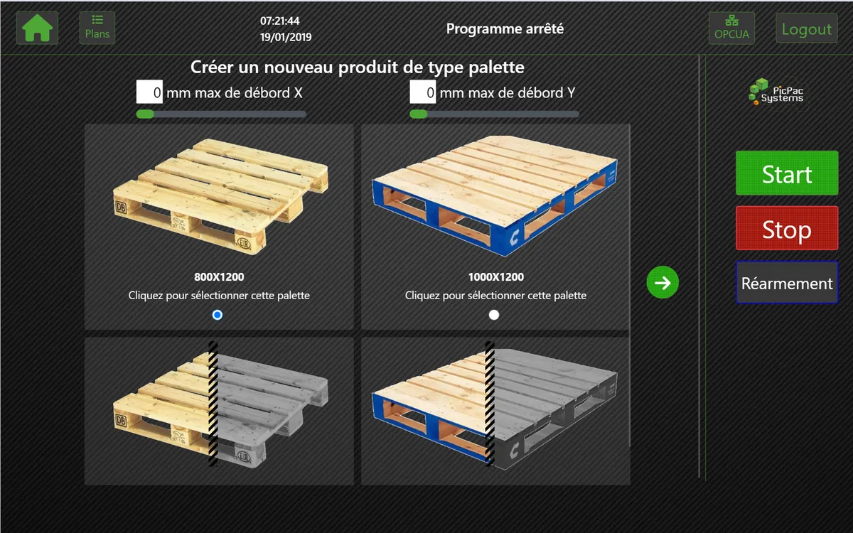 Sélection du type de palette dans IZIPal
