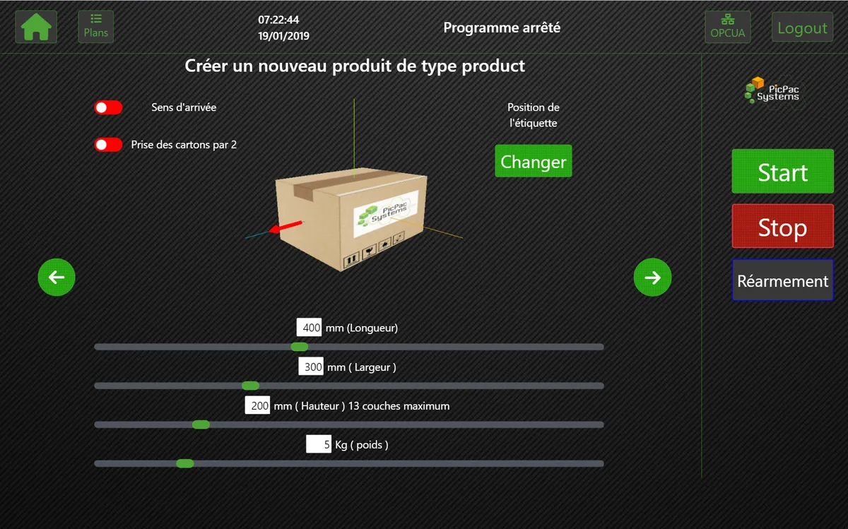 Réglage d’un format de colis dans IZIPal