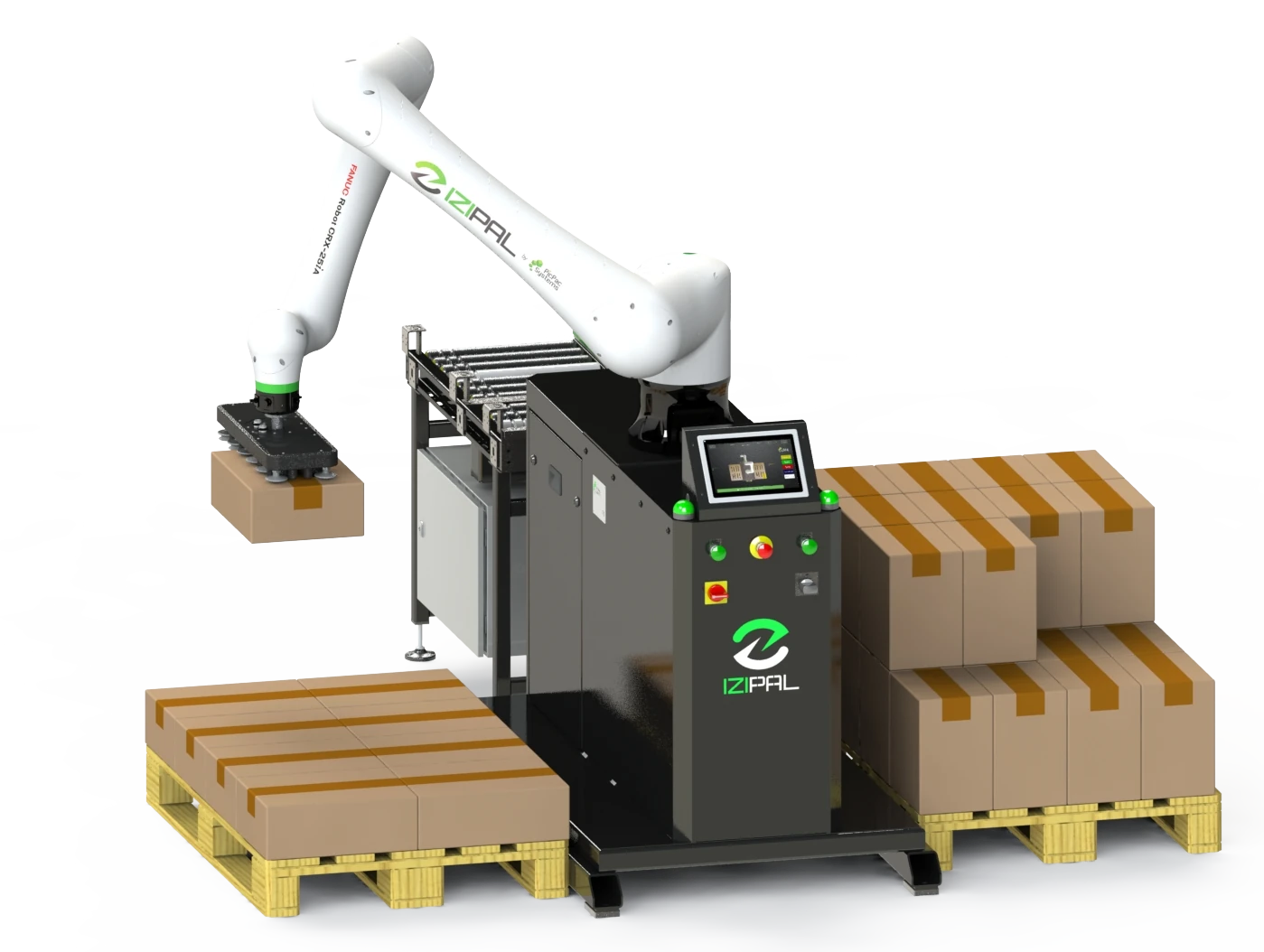 Palettiseur cobotique IZIPal équipé d’un robot FANUC CRX30